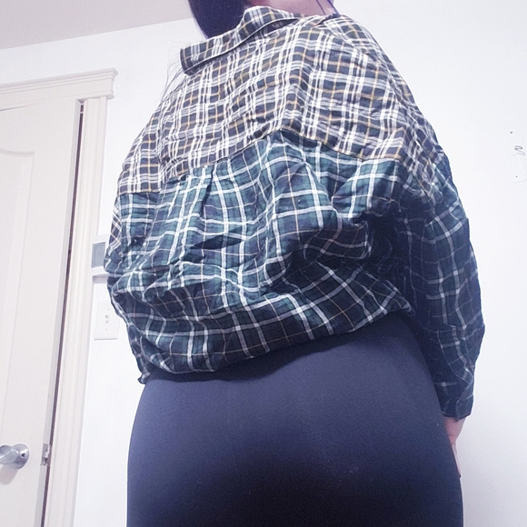 French Connection Plaid Patchwork V-Neck Flannel Blouse - Picture 2 of 14